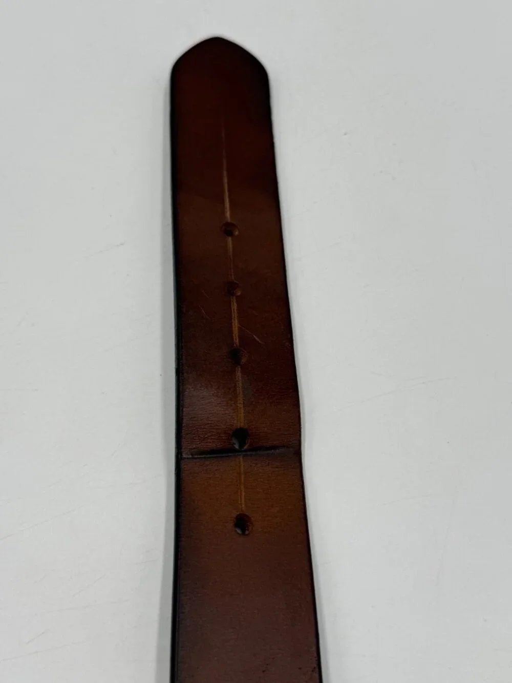 Bison Brown Leather Belt Size 38 Silver Buckle 1 3/8